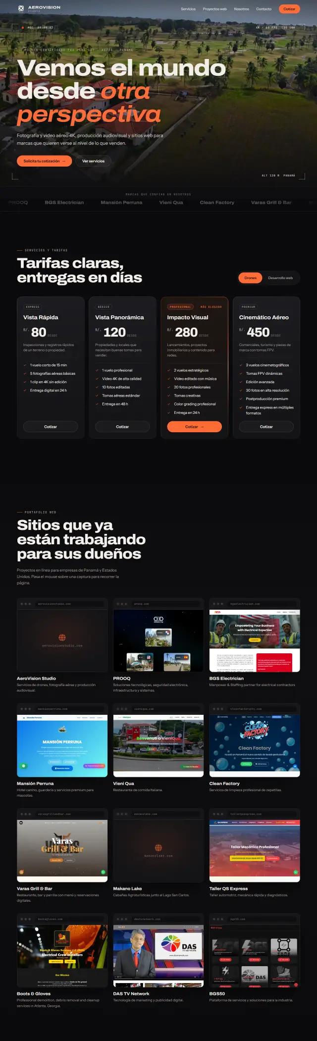 Captura del sitio AeroVision Studio