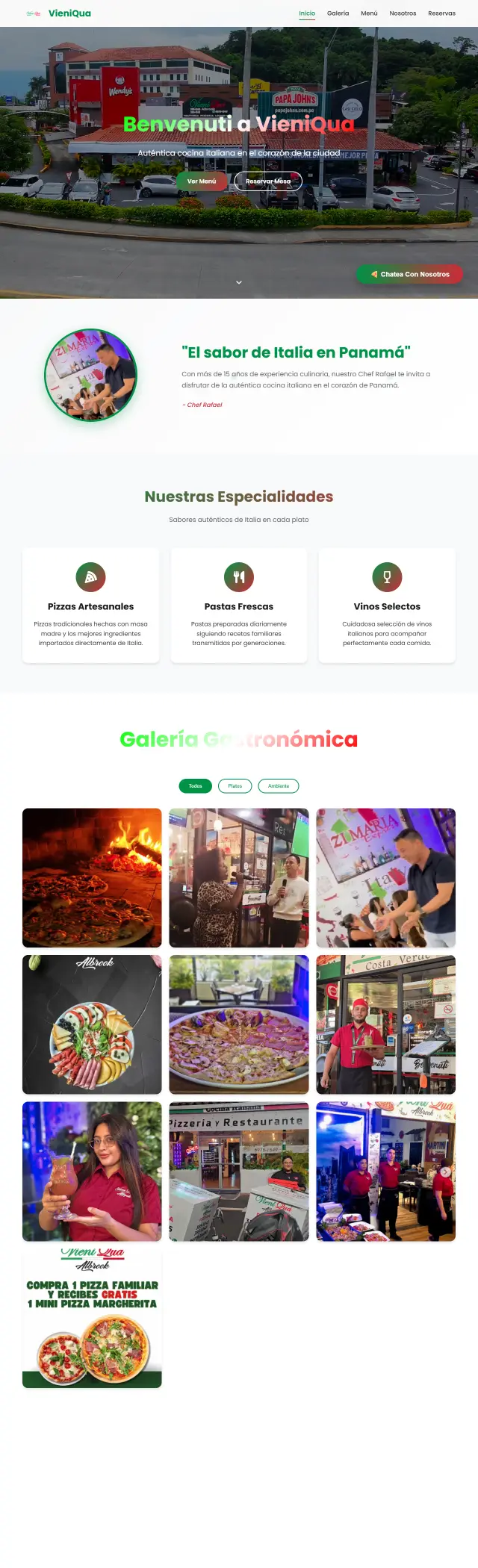 Captura del sitio Vieni Qua